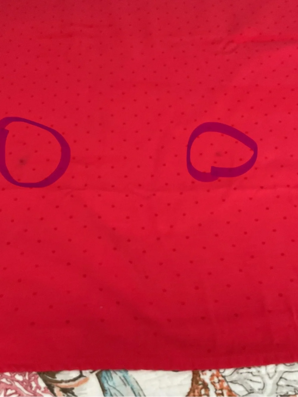 kate spade red tablecloth  with textured dots